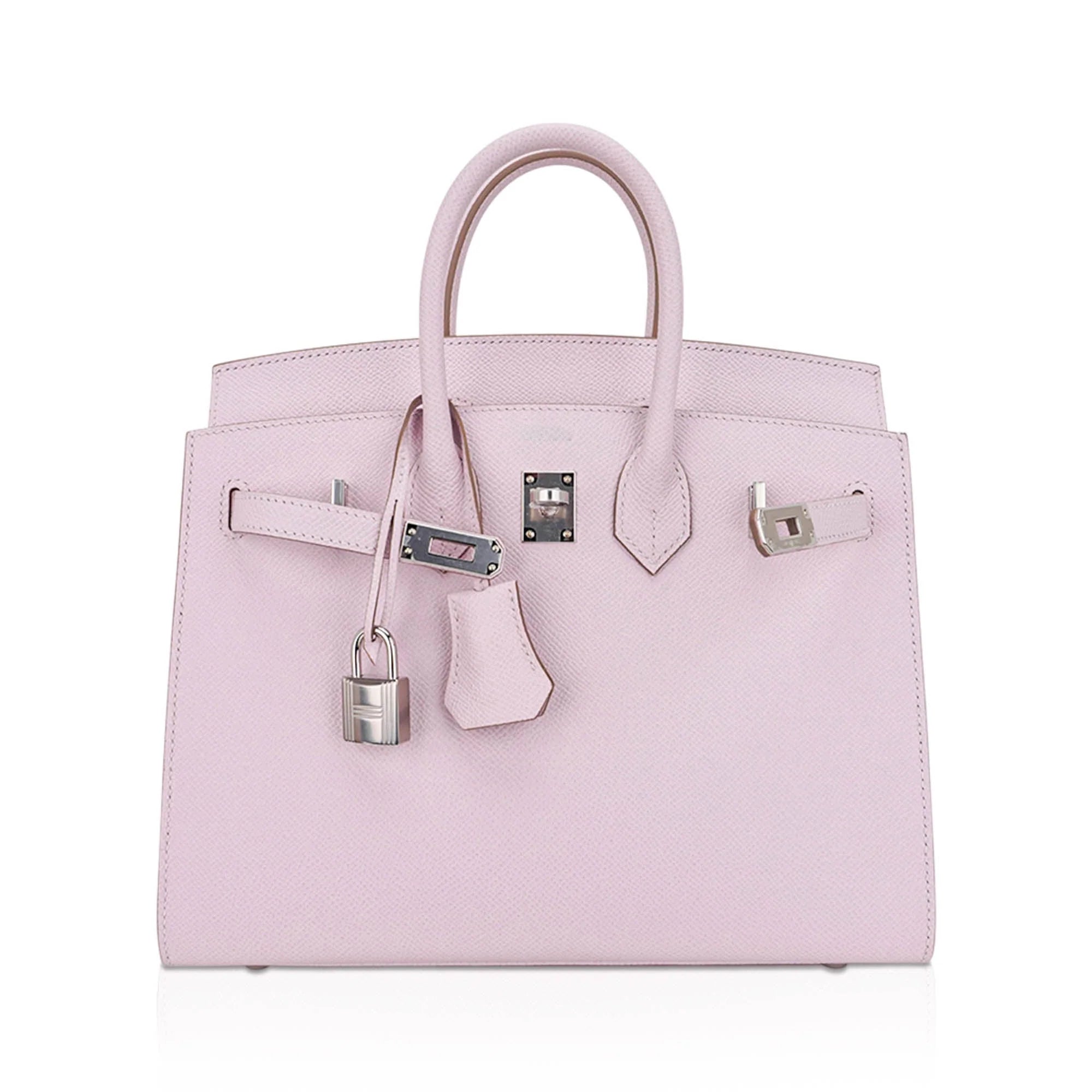 Mauve Pale Structured Top-Handle Satchel with Silver-Tone Hardware