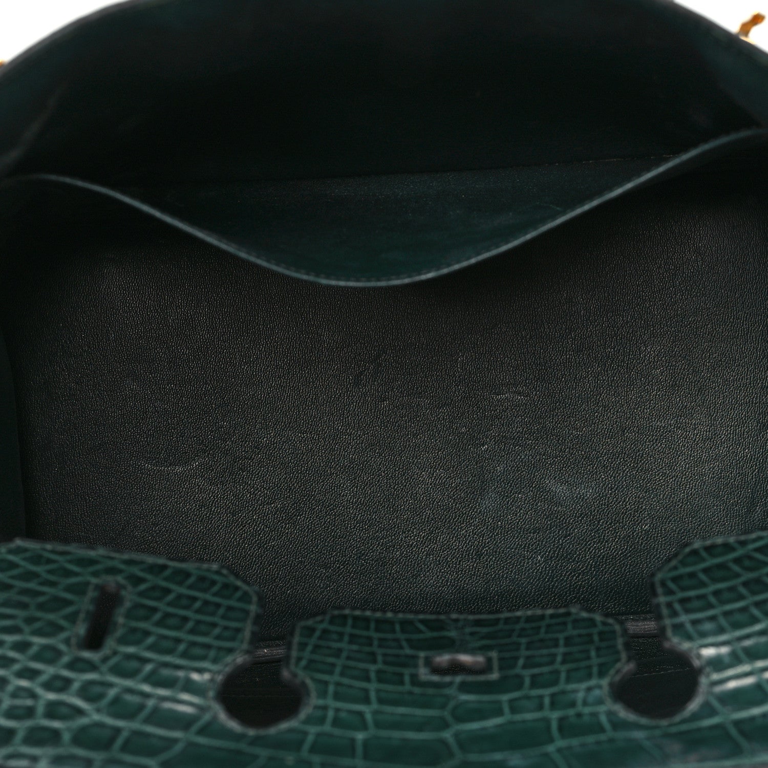 Deep Forest Green Matte Crocodile Embossed Structured Top-Handle Satchel with Gold-Tone Hardware