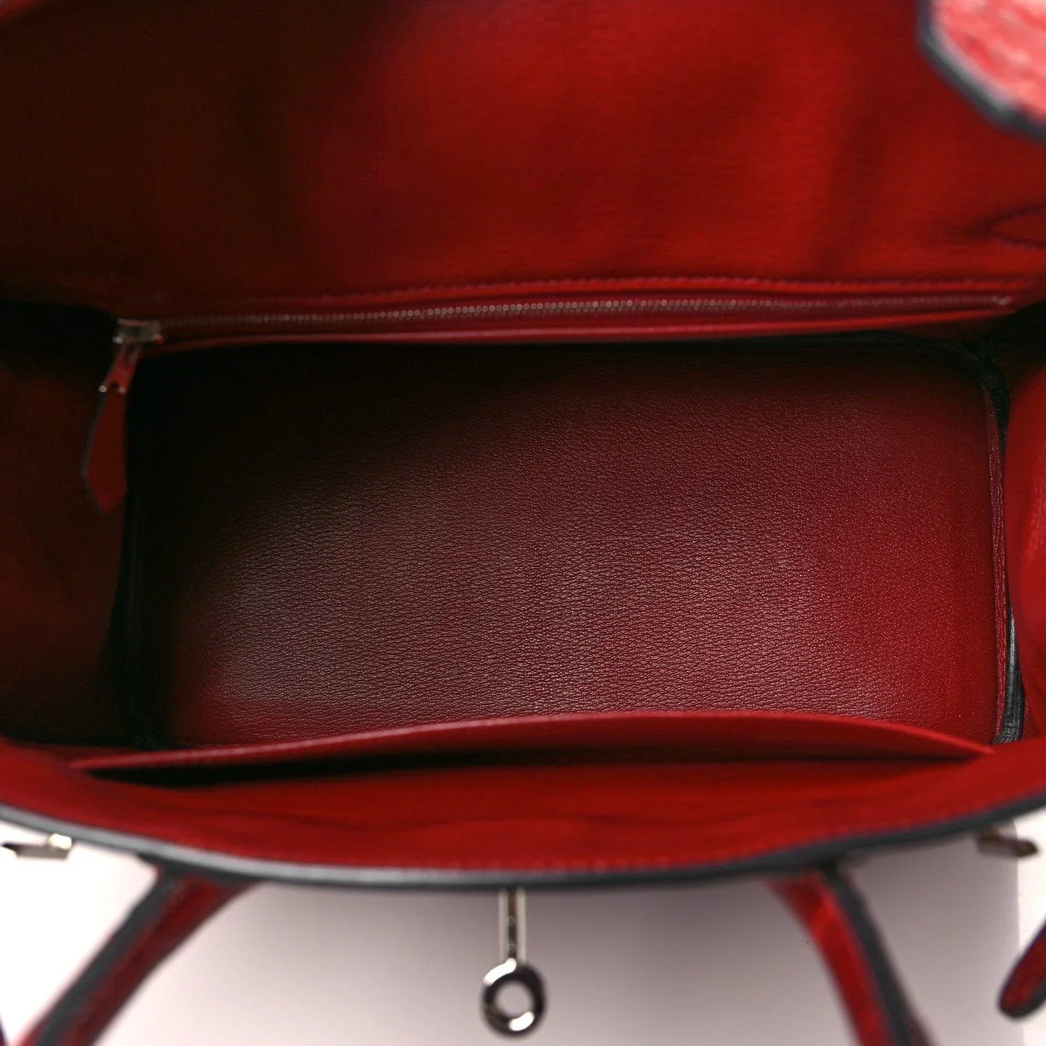 Scarlet Red Glossy Crocodile Embossed Structured Top-Handle Satchel With Silver-Tone Hardware