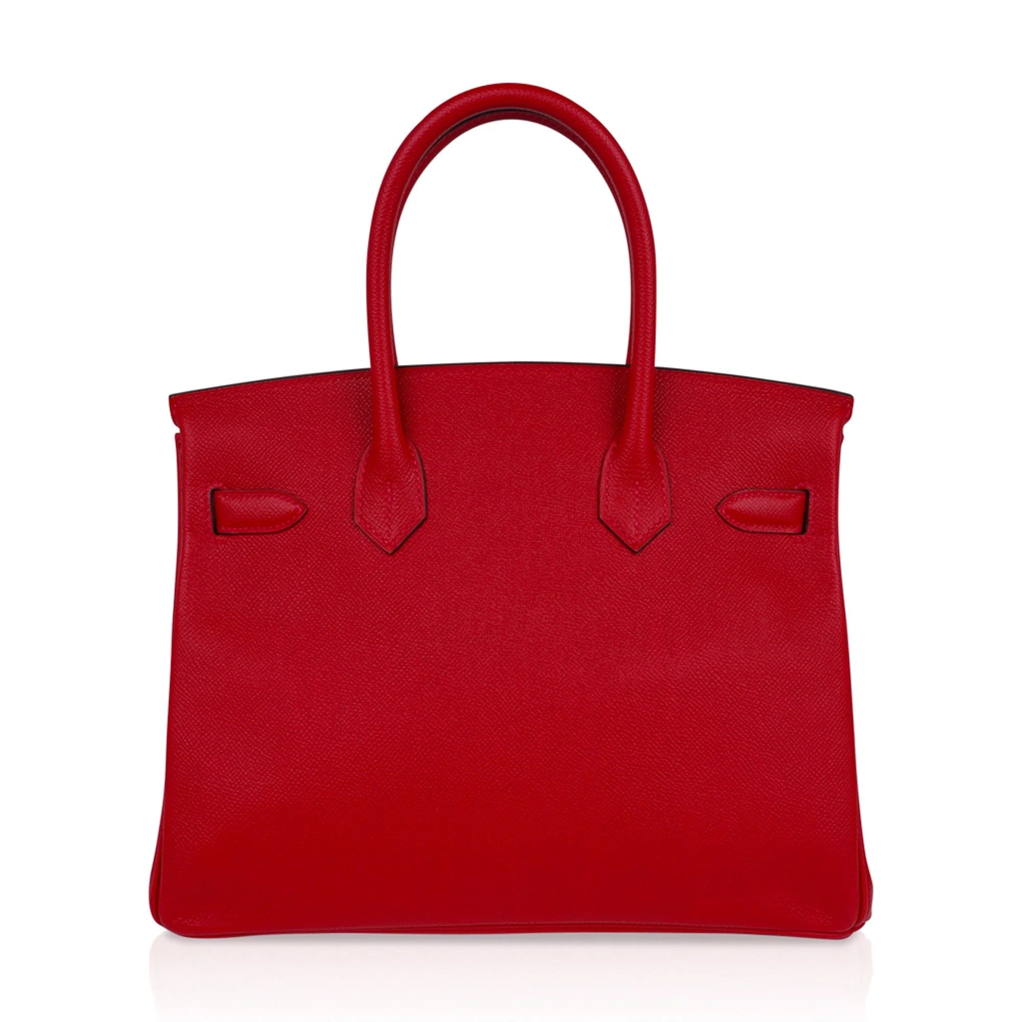 Lipstick Red Structured Top-Handle Satchel with Silver-Tone Turn-Lock Hardware