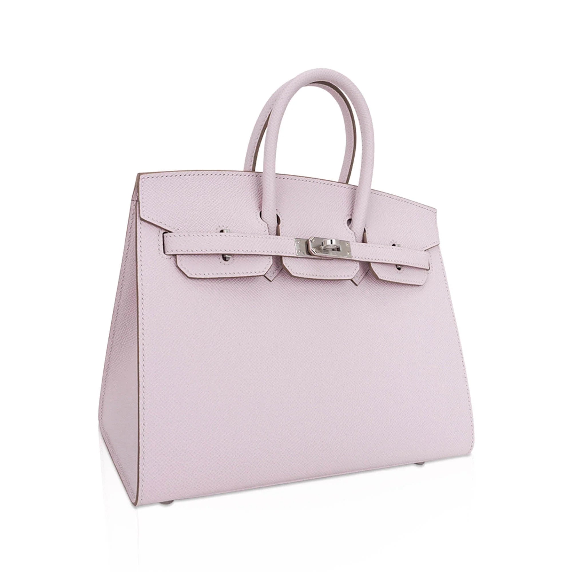 Mauve Pale Structured Top-Handle Satchel with Silver-Tone Hardware