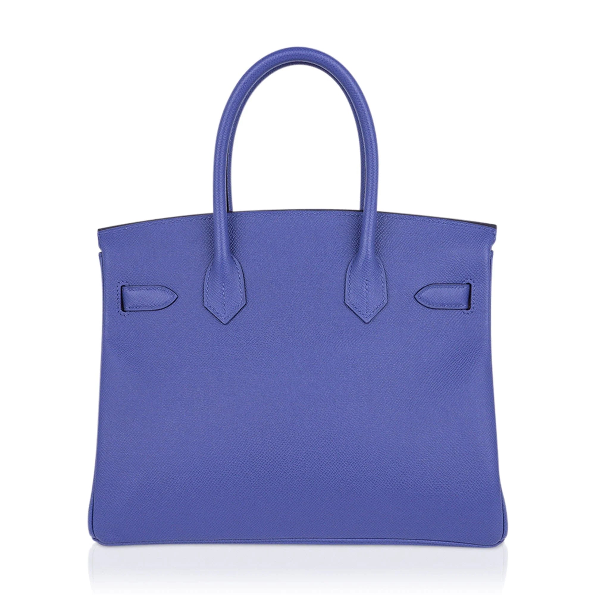 Periwinkle Blue Structured Top-Handle Satchel with Polished Gold-Tone Hardware