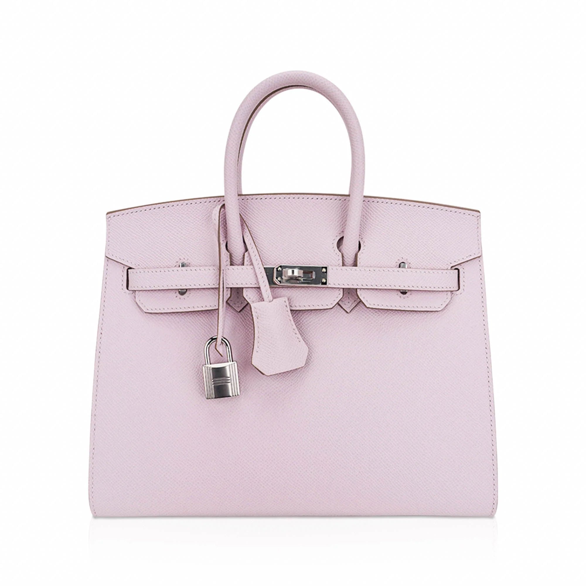 Mauve Pale Structured Top-Handle Satchel with Silver-Tone Hardware